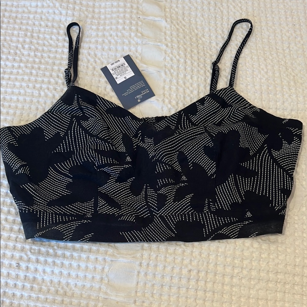 NWT Black and White Floral Crop Top